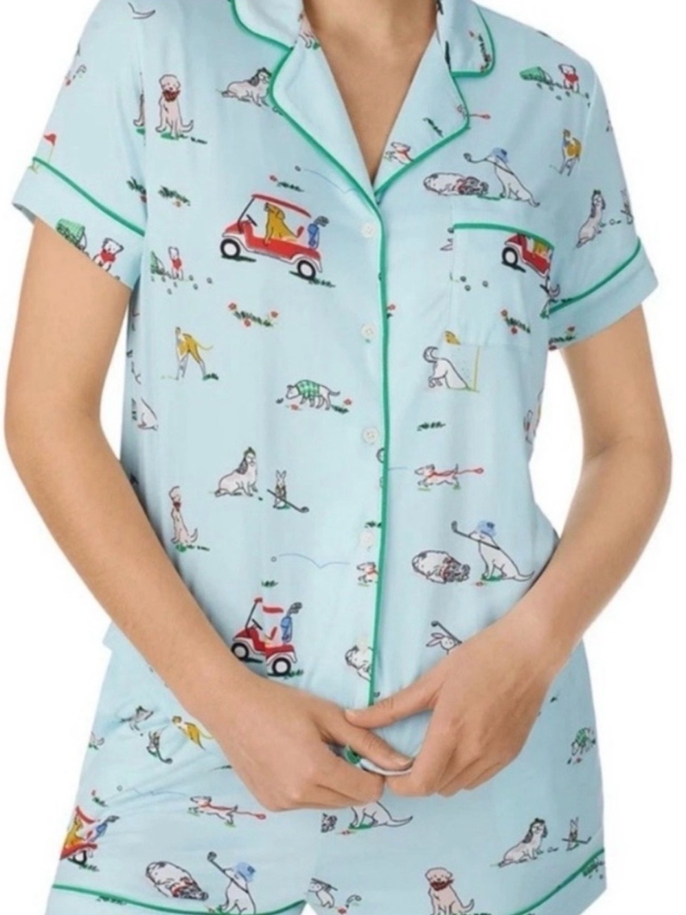 NWT Kate Spade Light Blue Dog & Golf Cart Print Pajamas